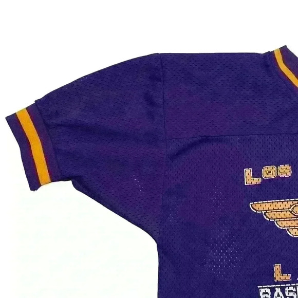 Vintage los angeles lakers mesh jersey shirt purple yellow vneck top size large - Picture 5 of 7